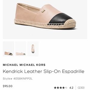 BRAND NEW - Michael Kors Kendrick Leather Slip-On Espadrilles